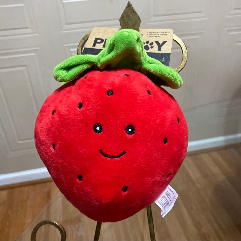 - Brand New Dog Toy With Squeaker Beautiful Pink Strawberry.